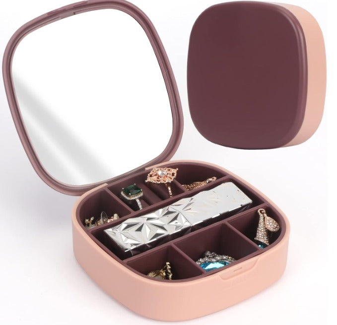Mini Joyero de Viaje Con Espejo Para Mujer