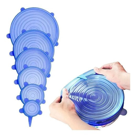 Kit 6 Tapas De Silicona Multiusos Para Alimentos