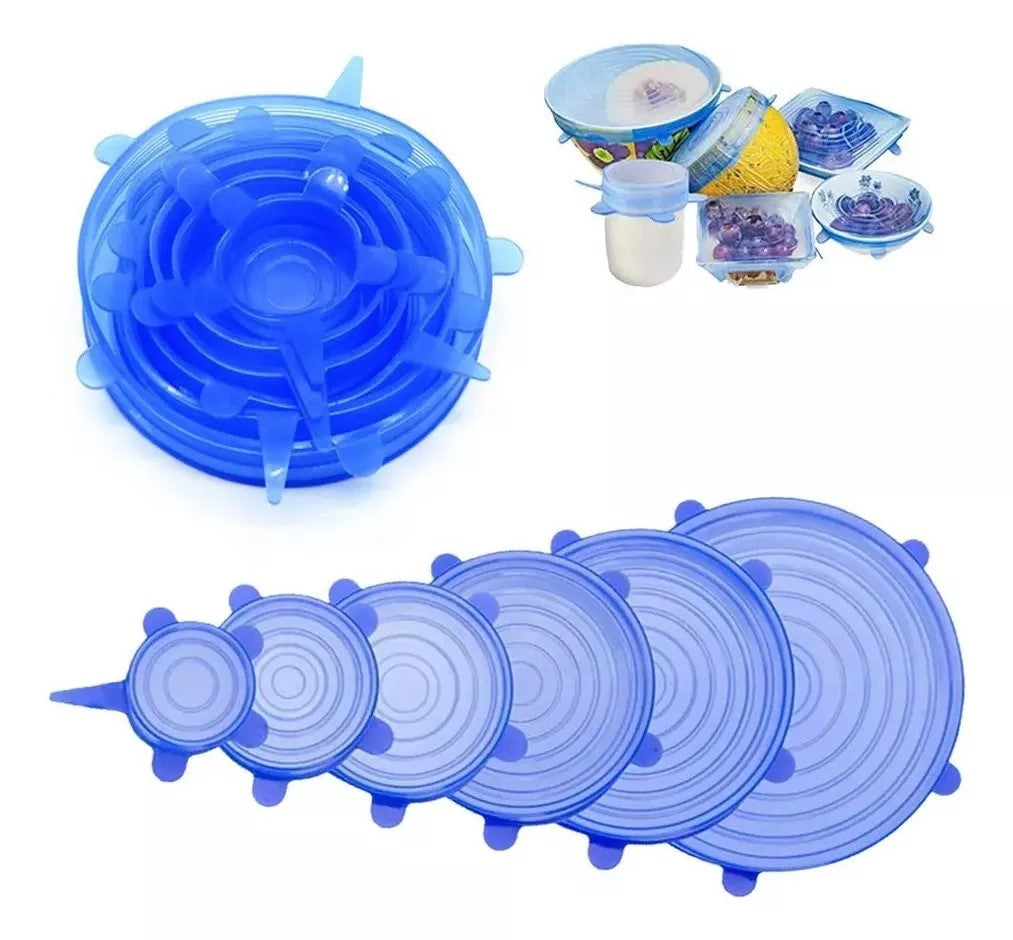 Kit 6 Tapas De Silicona Multiusos Para Alimentos
