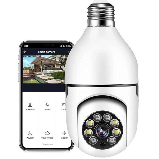 Cámara de Seguridad WiFi Tipo Bombillo de Techo