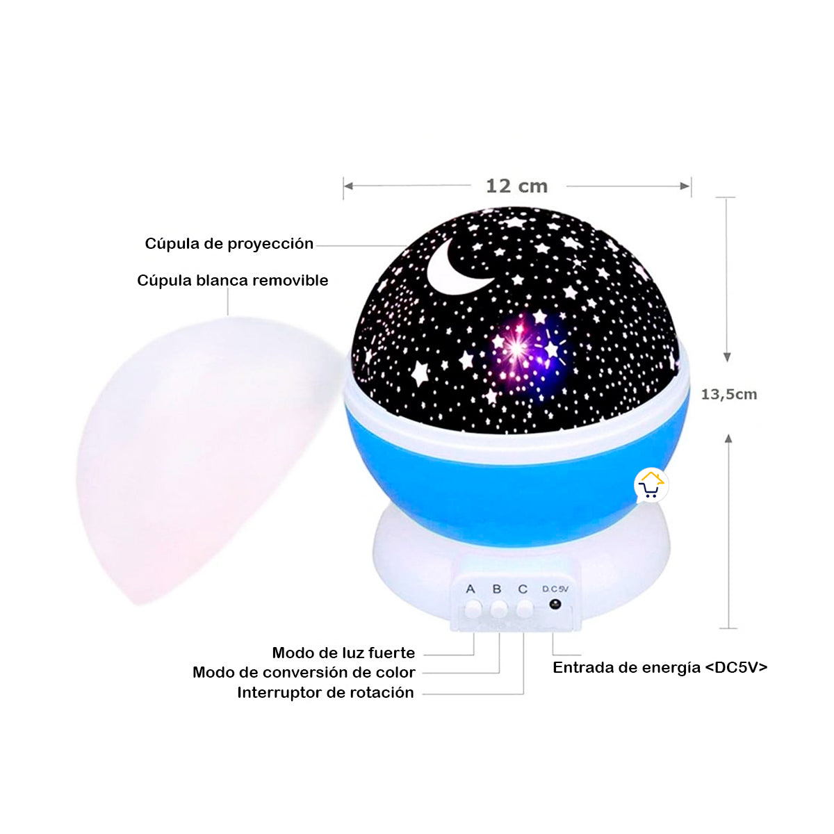 Proyector Estrellas Lámpara Giratoria Con Luz de LED