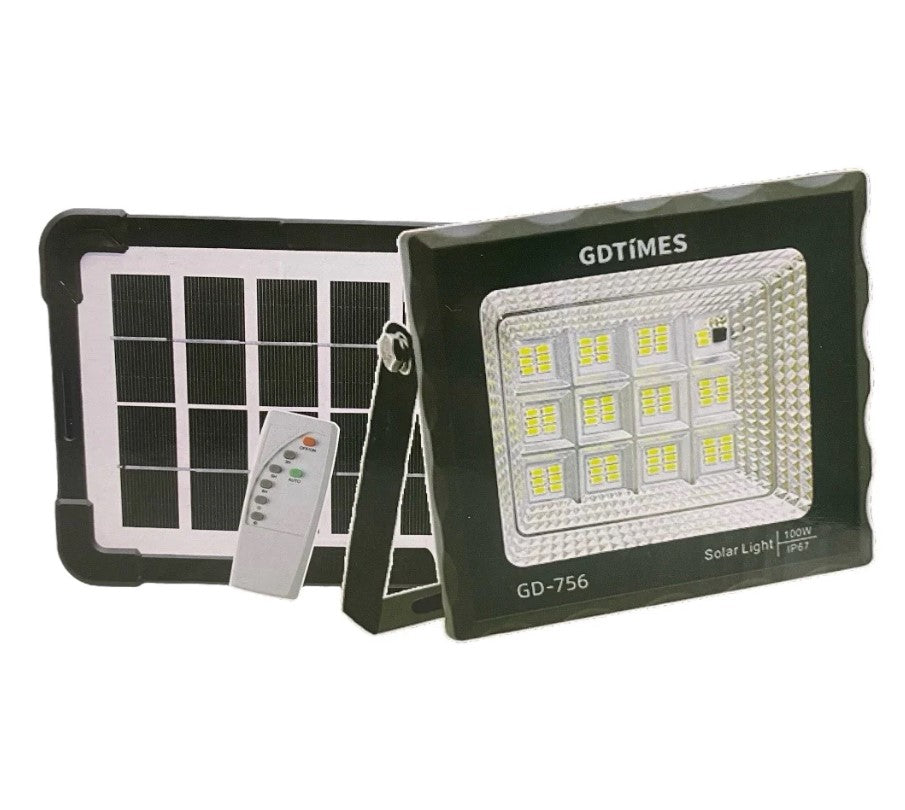 Kit Reflector 100W + Panel Solar + Control Remoto Con Temporizador - Útil Inovador GDTimes